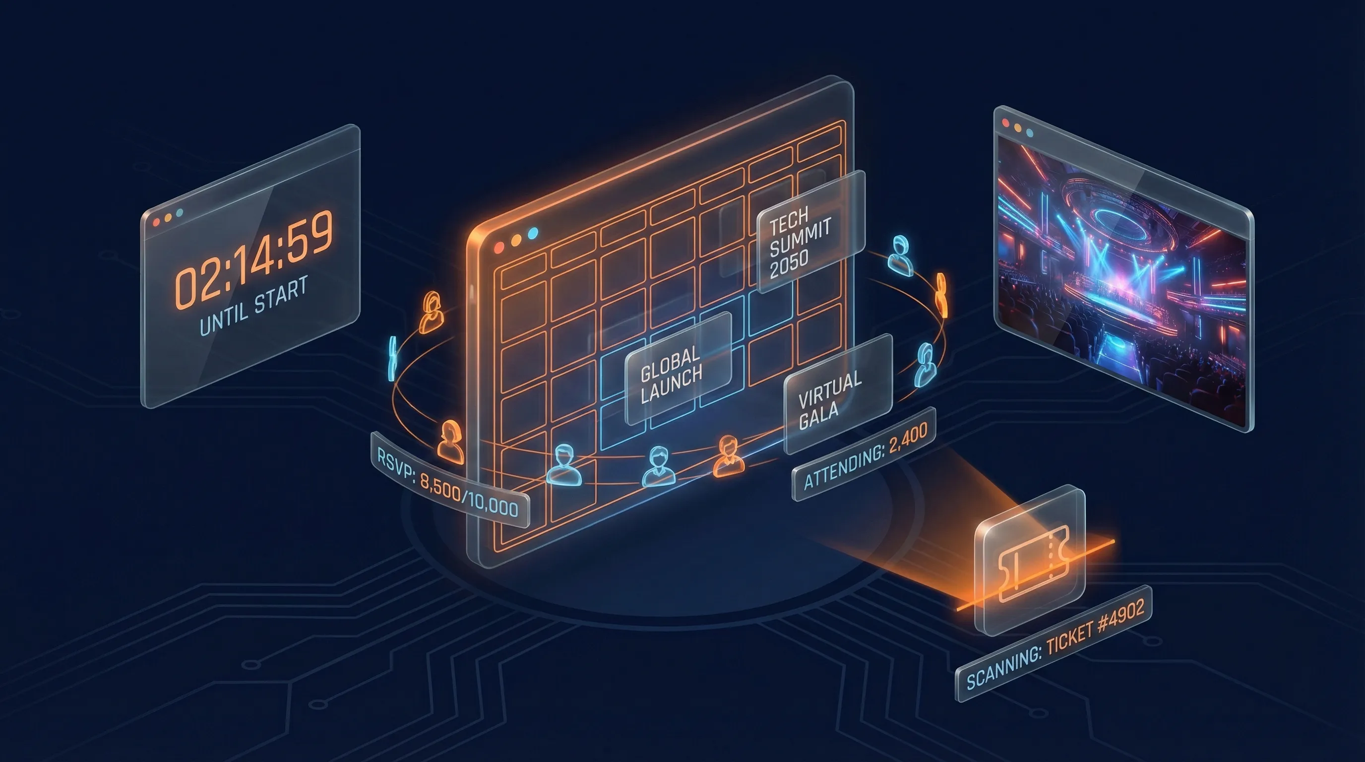 Futuristic holographic event management command center